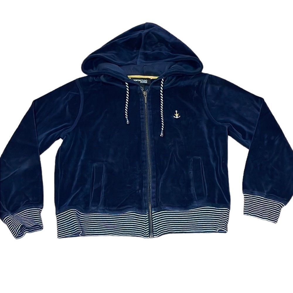 Norton Studio Petites Velour Zip Navy Hoodie, PS